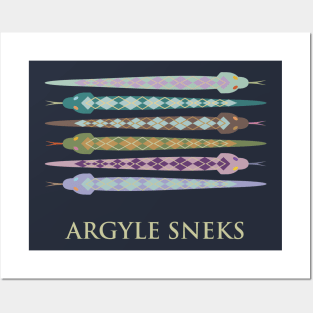 Argyle Sneks (Snakes) Scottish Diamond Pattern Artsy Animal Pet Posters and Art